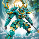Feliz Little Luban Sluban Mountain and Sea Jing Qinglong White Tiger Vermillion Bird Black Tortoise Beast Mecha Mecha Modelo de construcción infantil Juguetes Toys