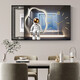 
Chengzi Light luxury electric meter box decoration painting with clock distribution box cover without holes Modern simple hanging painting Astronaut clock K11967 70*50cm (cover 60*40) black frame with cover