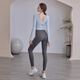 LULULMCCTN Beauty Back Yoga Suit Women's Fixed Cup Fitness Pilates Professional Training Sports Long Sleeve Suit Milk Blue Long Sleeve M