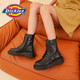 Dickies Martin Stiefel für Frauen Frühling neuer Schnüre-up-Zipper Klassiker glänzend 8-lohle britische Stiefel Arbeitsstil Helldicke Sohle schwarz 38 (Frauen)