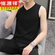 HENGYUANXIANG MEN'S SUMME sans manches glaciaire Silk Cool Veste's Veste's Cotton V-Neck White White Sports Fitness Couleur Couleur de couleur Black 601 Couleur continue V Vest 3xl (190) -
