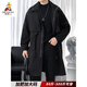 Scarecrow (MEXICAN) 2024 Spring, Autumn and Winter New Style Mid-Length Windbreaker Jacket Men's Loose Plus Fat Plus Size Fat Men's Coat 7788 Black Cotton 8XL Recommended 265-285Jin Jin is equal to 0.5 kg