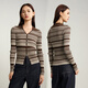
EP Yaying Women's Clothing Wool Yak Wool Striped Knitted Sweater Pullover Shopping Mall Same Model 9923A Coffee M