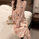 
Bei Yifu nightgown for women in summer with breast pad high-end ice silk cool suspender pajamas summer ladies sweet and cute home clothes 1355#red flower M