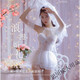 Sexy Passionsanzug verlockende einheitliche Hochzeitskleid Pyjama Little Breast Girl Midnight Charm Shame Bett (einschließlich 2 Paar Socken) 5509 Hochzeitskleid + 9230 Gesäß