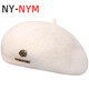 NY-NYM Korean style woolen beret women's autumn and winter large head circumference versatile octagonal hat Japanese style literary and artistic little painter hat off-white min beret