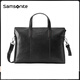 Samsonite chest bag men's soft cow leather waist bag crossbody bag light business shoulder handbag TK9 black
