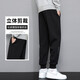 Woodpecker casual pants for men in summer thin loose pants for men in tying stretch pants trendy sports slim ice silk long pants QSW-2211 black tying pants XL