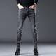 JEEP SPIRIT jeans men's spring and autumn new slim small feet high-end elastic Korean version trendy versatile straight trousers 1049R gray plus velvet 28