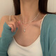 925 sterling silver double layer necklace for women 2023 autumn and winter new rice grain water drop pendant clavicle chain fashionable N1274 plain silver 925 silver