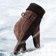 Red Dragonfly Genuine Leather Gloves for Men Winter Cycling and Motorcycle Velvet Thickened Touch Screen Warm Windproof and Splash-proof Pigskin Cotton Gloves Style 1 - Genuine Leather Thickened Velvet - Brown One Size Windproof Touch Screen