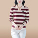 Fangluyu Langarmed T-Shirt für Frauen im Frühjahr und Herbst Neuer Mutter mittleren Alters High-End-Baumwoll-Revers-Polo-Hemd Casual T-Shirt Lose T-Shirt 6636 Schwarz und Weiß 3xl Eins Größe empfohlen, 130-139jin zu tragen [Jin gleich 0,5 kg]