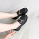 Bainike low-top rain shoes for women, versatile casual anti-slip waterproof student water shoes for women, fashionable shallow mouth Korean style thick-soled leather shoes for women, black size 36 standard size