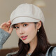 BuyYii hat for women's autumn and winter new style designer dual-purpose octagonal hat trendy British fashion solid color beret Japanese literary face-showing tabloid hat BLM-42 solid color two-wear octagonal hat black M (56-58cm)