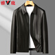 Yalu leather jacket men's spring and autumn business casual lapel solid color jacket young and middle-aged men's dad wear comfortable jacket top