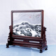 CLCEY Red Rosewood Table Screen Mármol de madera sólida Pantalla de piedra de piedra Tallado de madera Hollow Ornamento Central Inserto Craft Decoración 01-Modelo vertical HZS695