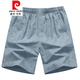 Pierre Cardin Summer Coton Shorts pour 5 points en ligne de grande taille Lâche grande taille Grand short imprimé plage décontractée à cinq points Mid-pant