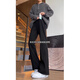 POUM American High Street Jeans Straight Spring y Autumn Summer Style Summer Style Trendy Black Sci-Fitting Pants Versátiles DFFS-701 L (tamaño es pequeño, se recomienda elegir una talla más grande)