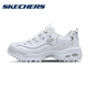 Skechers women's shoes spring new dad shoes female students versatile 2024 new thick-soled casual white shoes white/silver 11979-WSL 35.5