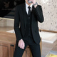 Playboy (PLAYBOY) suit men's Korean version slim fit groomsmen and grooms wedding dress business casual no-iron formal small suit jacket black suit + pants + shirt with waist tie 4XL