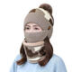 KAROND new product elderly hats for women autumn and winter hats for women autumn and winter Korean style trendy plus velvet warm three-piece set fashionable and versatile winter ear protection knitted wool hat black and blue warm three-piece set [hat++ scarf]