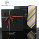 T / vingt ans Style Italian Fashion Business Tie Blue Blue Striped Men's Suit's Parition Forme Mariage Twill Orange Tie + Tie Clip + Broche Troo
