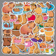 50 Capybara Cartoon Stickers Kapibala милый коричневый