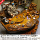 Tea table with mouth-carved tree roots, golden silk nanmu root carving tea table, tea table, camphor wood special-shaped wood carving living room carving flowing water tea art table 2 MH9864