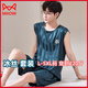 Catman (MiiOW) large size pajamas men's vest sleeveless summer cool ice silk modal teenager men's sports suit [ice silk sleeveless suit] Q9902 2XL men [140-160Jin [Jin equals 0.5 kg]]