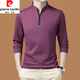 Pierre Cardin Spring and Automne T-shirt à manches longues à manches longues en coton pur pour la peau pure Coton à manches longues pour la peau longue