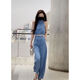 Xi Xuchen Street Internet celebrity style jumpsuit for women 2022 summer design neckband off-shoulder high-waist slimming jumpsuit trendy off-white [belt] M [recommended 95-105Jin [Jin equals 0.5 kg]]