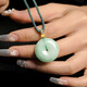 Fengxi Jewelry Jade Peace Buckle Pendant Natural Burmese Floating Sun Green Jade Necklace for Men and Women Price Guaranteed 11.11