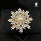QUAMER Gold Store Freshwater Pearl Snowflake Brooch Women's High-End Temperament Fashionable Elegant Corsage Sweater Accessories