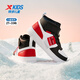 XTEP (XTEP) children's shoes for boys and girls, leather Velcro high-top cotton shoes, black/XTEP white/No. 1 red, size 29