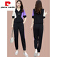 皮尔卡丹（pierre cardin）冰丝休闲时尚套装女2025年夏季新款宽松洋气跑步运动服短袖两2025 681白色【含棉好质量两件套】 2XL