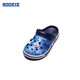 ROOKIE children's shoes, boys' and girls' clogs, summer new children's beach toe-cap sandals, with 6 cartoon buckles, feather white/midnight blue 31 32, suitable for feet 19.5-200cm long