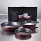 Burnison wok non-stick three-piece colorful pot set soup pot pan gift advertising opening burgundy 30cm wok + 24cm soup pot + 24cm frying pan