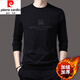 Pier Cardin Autumno de alta gama e invernal sudadera de terciopelo para hombres camiseta de manga larga camiseta engrosada de la base en espesas de mediana edad para hombres de mediana edad T F9902 Velvet negro 190/4xl adecuado para el peso 190-220Jin [Jin equivale a 0.5 kg]