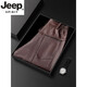 Jeep spirit high -end leather pants male head layer cowhide plus velvet thickened motorcycle middle -aged loose straight leather pants waterproof black conventional spring and autumn no inner end 36