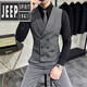 JEEP SPIRIT herringbone suit vest suit men's casual business formal elastic vest British handsome work clothes gray single vest + bow tie M 48