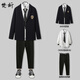 Teenage high school students adult dress suit uniform Japanese college style jacket men's trendy Korean suit men's suit clothes 3 pieces black suit + white shirt + black pants XL