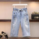 
Commander Bear High Waist Stretch Denim Cropped Pants Shorts for Women in Summer Loose Korean Style Slim Casual Harlem Breeches Light Blue Denim Shorts 9893# S