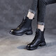 KI-Top-Layer-Cowide Kurzstiefel für Frauen 2024 Winter neuer Stiefel mit Martinstiefeln und Velvet-Baumwollschuhen echte Leder-Leder-Lederschuhe schwarz [hinzugefügte Velvet] Wzzm23339 38