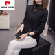 Pierre Cardin Lady's new inner half turtleneck Yiwu bottoming shirt for women autumn and winter long sleeves large size belly covering slimming lace black XL recommended 120-140 Jin Jin equals 0.5 kg