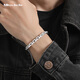 Miss JuJu Platinum Bracelet Men's PT950 Platinum Square Cross Secret Card Chain Thick Boss Bracelet Thickness 7.0mm or more Select length = hand circumference + 3cm