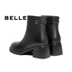 Belle (Belle) colored fashion boots for women's shopping mall same genuine leather thick heel heightened boots B8F1DDD4 black - single 37 (235mm)