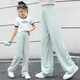 I.Karnow Girls Widm-Bein Hosen Kinder Sommer Neue Ice Seidenhose Girls Casual Anzug Dünne Hose große Kinder Sommerhosen 15009 Lila + 9889 Weiß [Set] 170