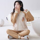 
Qianzhiya (QIANZHIYA) pajamas for girls in autumn and winter thickened pure cotton mezzanine long-sleeved home clothes plus cotton air cotton warmth thin cotton set MFT-15275# Women's M/160