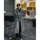Neu oder Modus Britisch-Stil Langer Revers Wollmantel Herbst und Winter Neue vielseitige Nieten High-End Lose Trendy Mantel Black 2xl