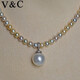 V&C 18K diamond Australian white pearl pendant universal buckle South Sea white pearl necklace flawless cold light 11-12MM 18K diamond (excluding chain) 11-11.9MM